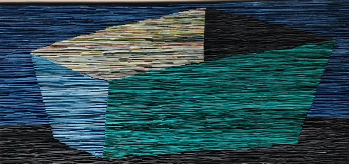  쌓기와 채우기2020 72x 33.5cm 캔버스에 한지,종이 , 아크릴 2020.