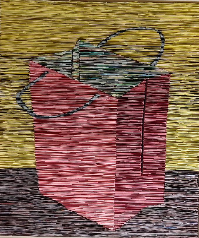  있는것과 엾는것, 45.5x53cm ,판넬에 캔버스천, 장지. 종이, 아크릴, 2020 . 
