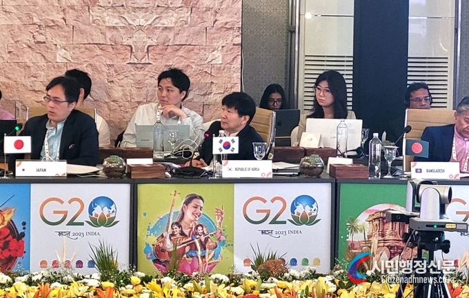  Song In-chang, the Sherpa for the G20, attends the third G20 Sherpa meeting in 2023 held in Hampi, India, from July 13 to 16./ Courtesy of the Ministry of Foreign Affairs