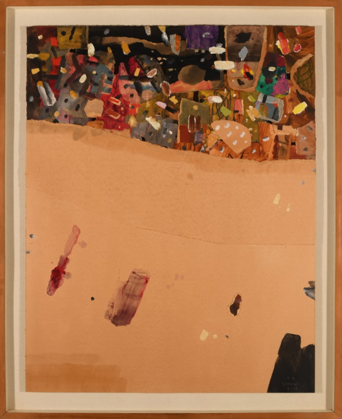  꼴라주 회화 Peinture / Cardboard, acrylic, collage, 130x113, 1992년
