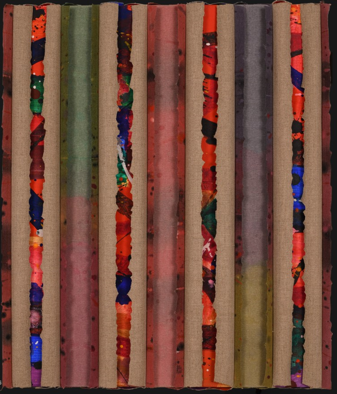  연속성의마무리 Solution de continuite / Cotton, oil acrylic,backstitch, 55 * 47, 1996년