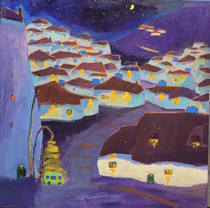 61×61cm / Mixed Media on Canvas / 저녁은 짧아서 아름답지.