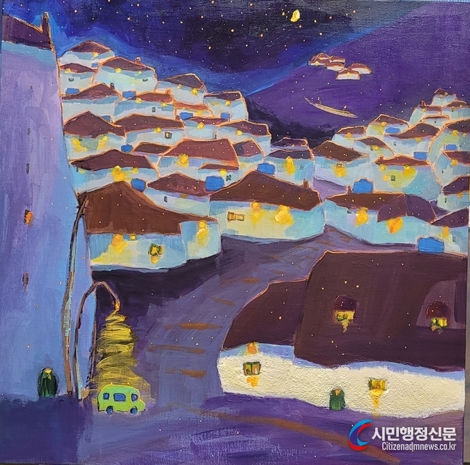 61×61cm / Mixed Media on Canvas / Evenings are beautiful because they are short.