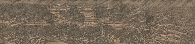 낙산사, 640 x 190cm, 비단에 수묵 채색, 2022