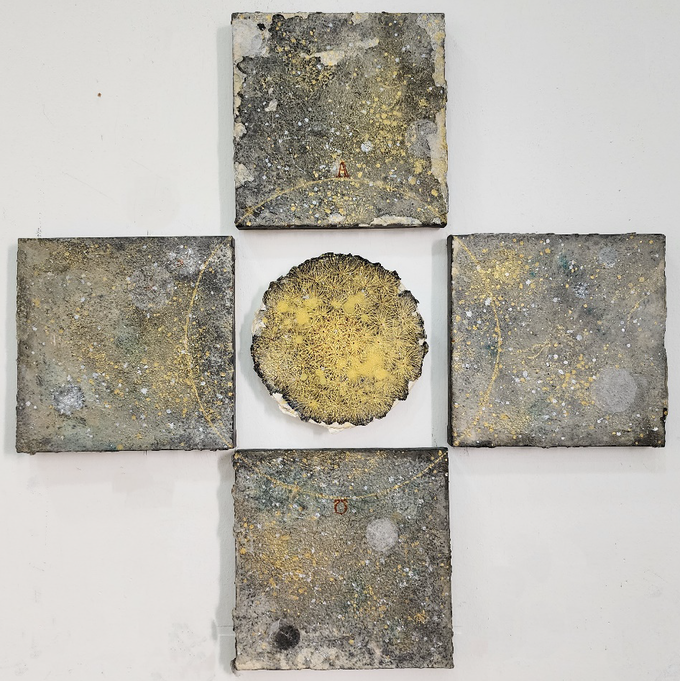Éternité 5, 캔버스에 화선지 반죽,먹,아크릴물감, 75x75 cm 2024