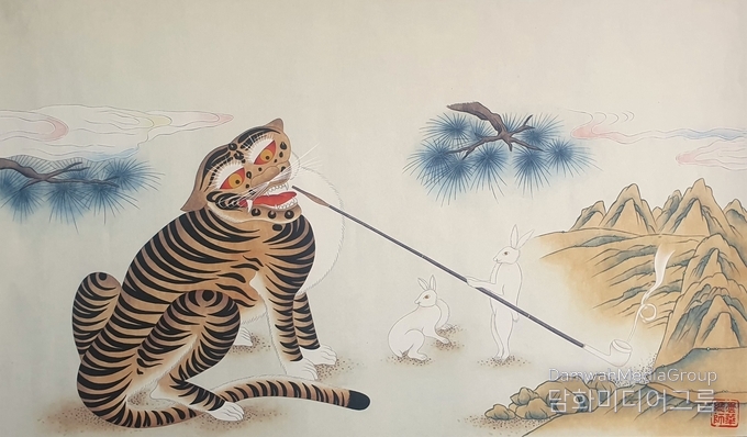 Folk painting of a tiger smoking a cigarette/ Courtesy of Damwha Media Group