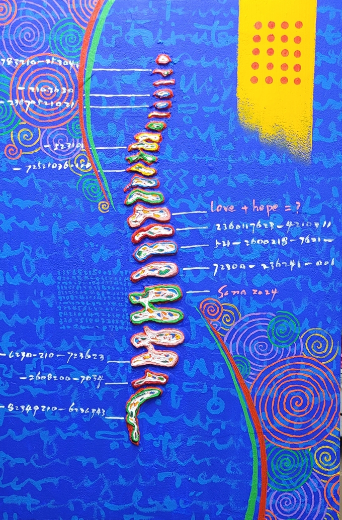 소나의 방-Anat.Blue 610*910 Mixed material, 2024