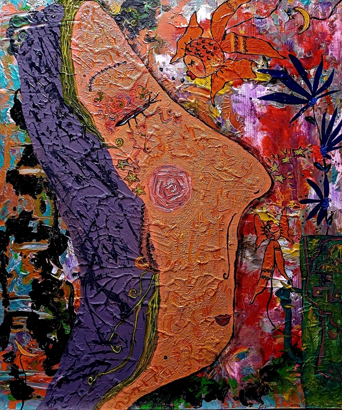 진주린-풀리지 않는 지우개 / 45.5x53.0cm / mixed media on canvas / 2024 / 유세청