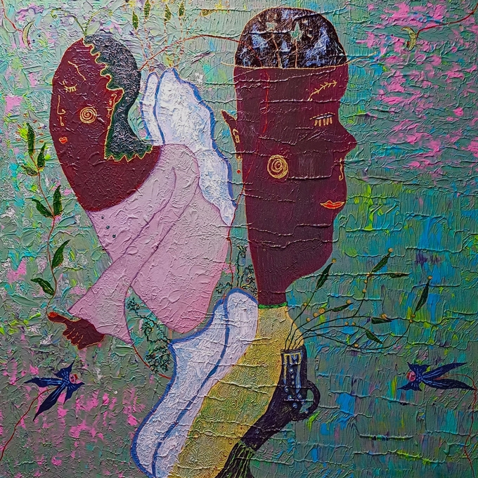 진주린-아쉬움의 아름다움이여.., 갈대상자! / 80.3x80.3cm / mixed media on canvas / 2024 / 유세청
