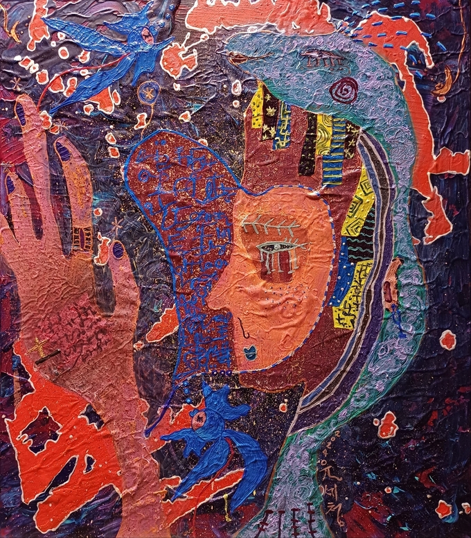 진주린 - 4차원의 움직임 45.5 x 53.0cm 혼합재료 2024 유세청
