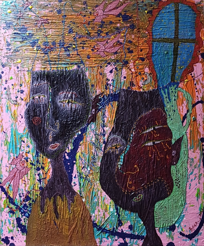 진주린 - 마음에 피는 꽃 처럼.. 60.6 X 72.7cm 혼합재료 2024 유세청