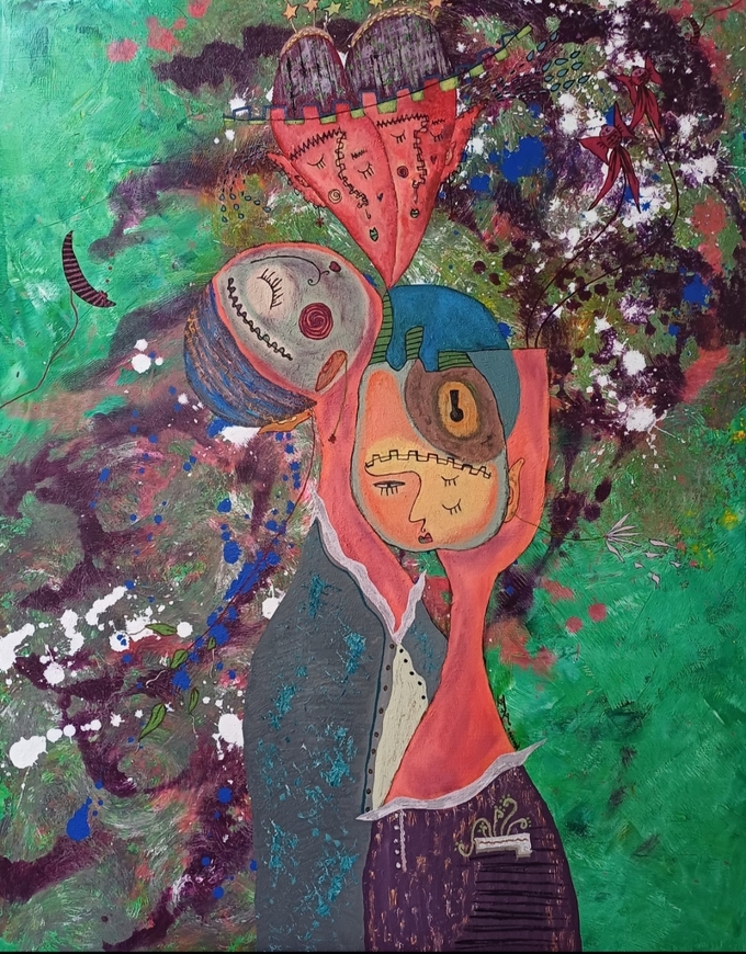  진주린 - 말하는 가슴을 안고.. 91.0 x 116.8 cm 혼합재료 2024 유세청