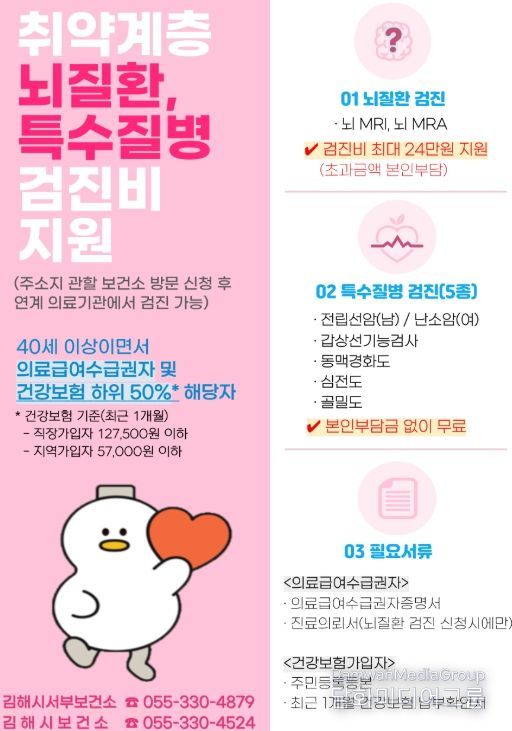 저소득층 뇌질환·특수질병 검진비 지원 대상자 모집