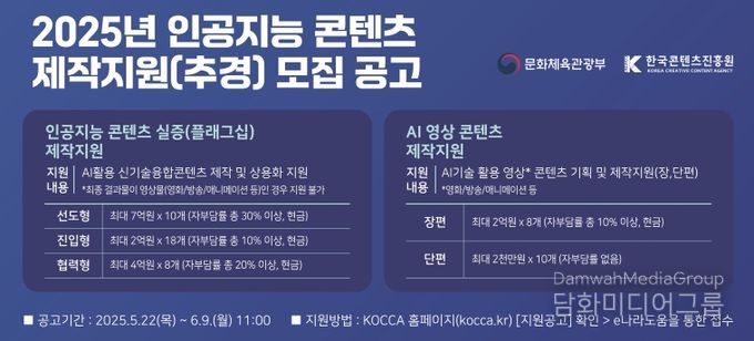 인공지능 콘텐츠 제작 지원 사업 공모 안내 그림