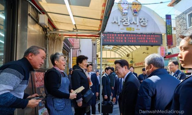 이재명 대통령, 청주 사창시장 방문