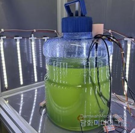 사물인터넷(IoT) 배양기 작동 시험(미세조류(클로렐라) 배양에 필요한 수온, pH, 광량 등을 사물인터넷(IoT) 프로그램으로 조절할 수 있다.)