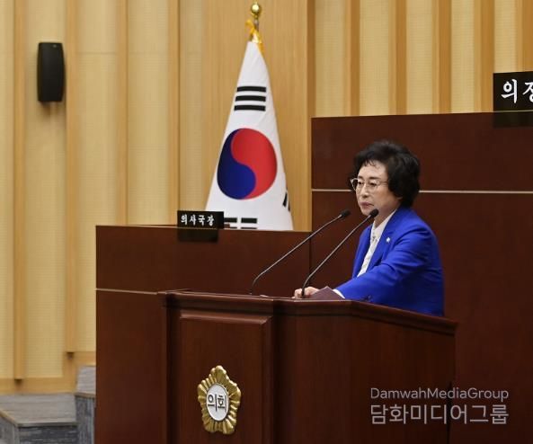 광주 서구의회 고경애 의원이 제334회 임시회 중 본회의에서 발언하고 있다. (광주 서구의회 제공)