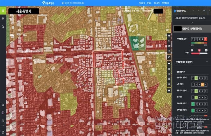 S-Map 방범예측지수 서비스 화면