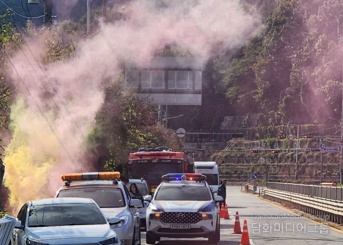 토평강변로에서 실시된 겨울철 대비 대설 대응 교통 소통 현장훈련