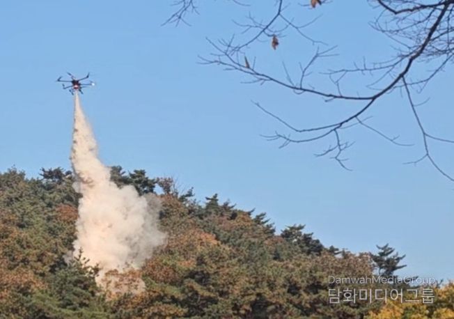 드론 진화(친환경 분말소화재 분사)