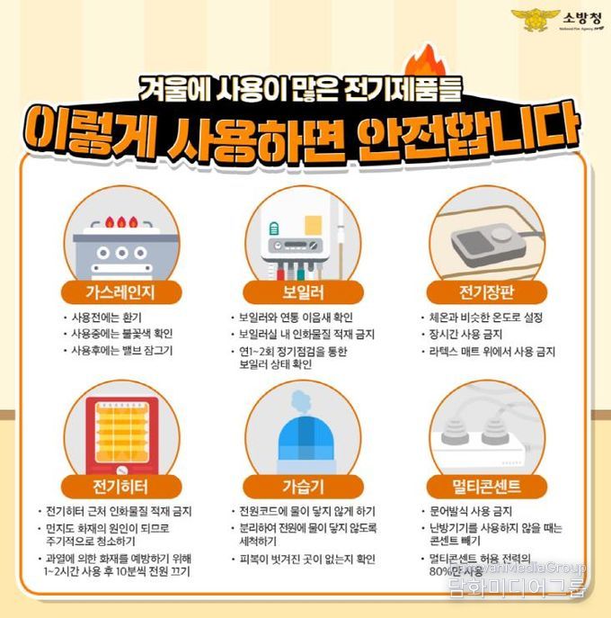 광명소방서, 전기매트 화재 발생… 안전수칙 확인하고 사용해야