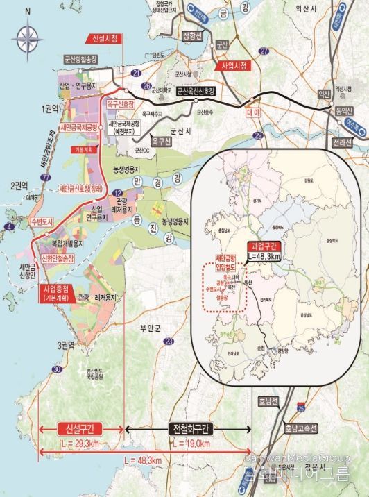 새만금항 인입철도 위치도