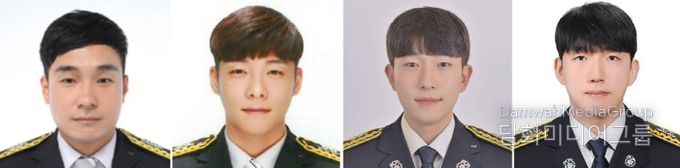 소방장 홍성호, 소방교 박원기, 김지환, 소방사 이규복
