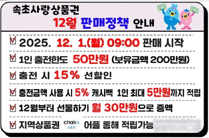 속초사랑상품권 12월 판매정책
