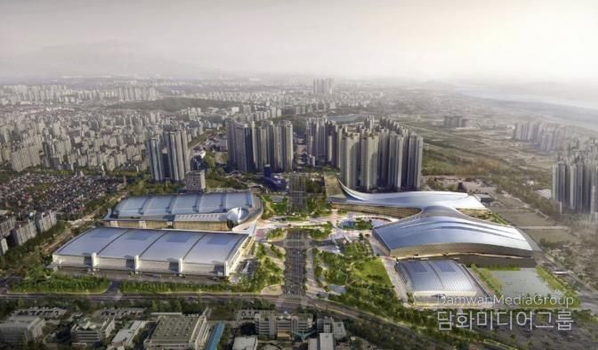 킨텍스 제1~3전시장 조감도. 2028년 제3전시장이 준공되면 제1~3전시장을 합쳐 17만㎡ 규모의 국내 최대 전시 공간으로 거듭난다.