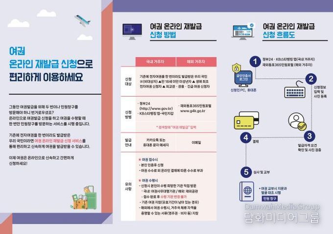 여권 온라인 재발급 신청 안내 리플릿