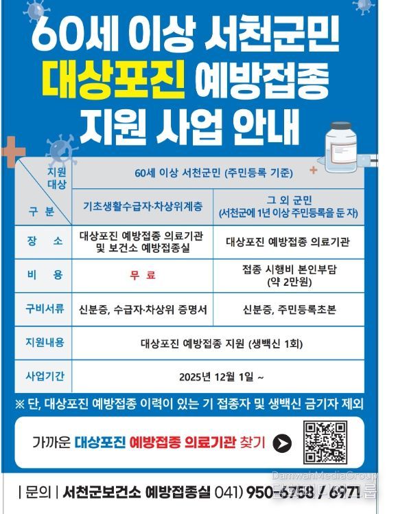 12월 1일 대상포진 예방접종 지원사업 본격 시행