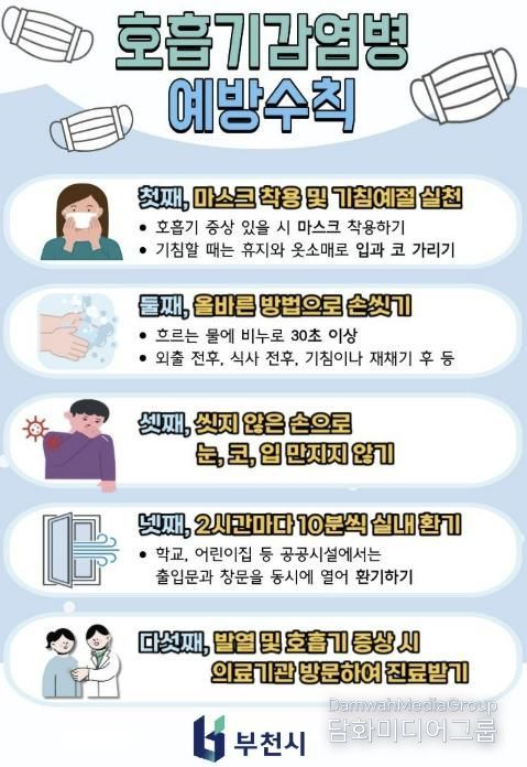 호흡기 감염병 예방수칙 안내 이미지