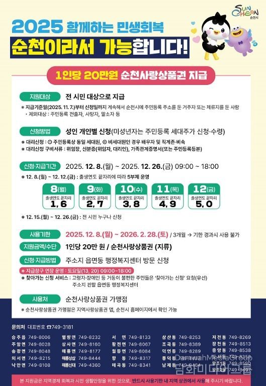 8일부터 민생회복지원금 시민 1인당 20만원 지급