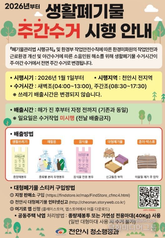 1. 생활폐기물 주간 수거 홍보문.