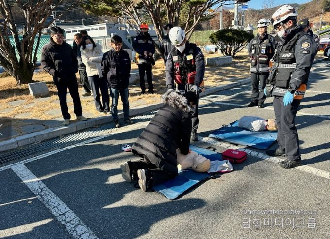 금산군 남일면 화재 대비 소방훈련 모습