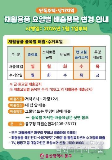 2026년 재활용품 배출품목 변경 안내