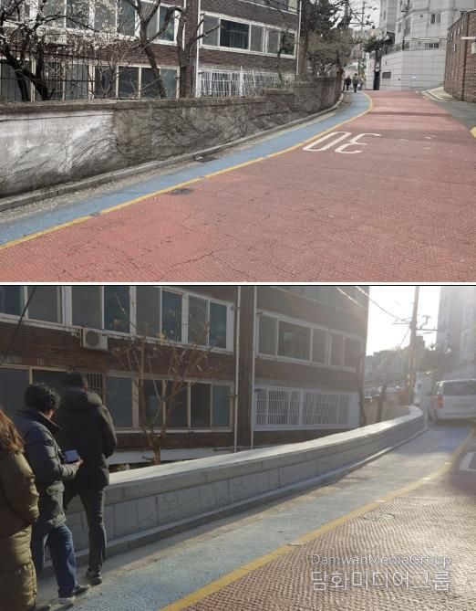 담장 보수공사 전·후 사진