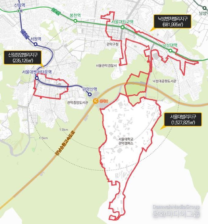관악S밸리 R&D 벤처·창업 특정개발진흥지구 대상지 위치도