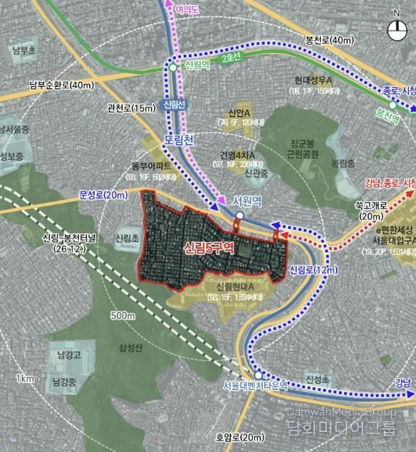 관악구 신림5구역 위치도