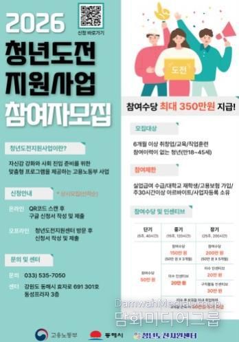 동해시, 2026년 청년도전지원사업 참가자 모집