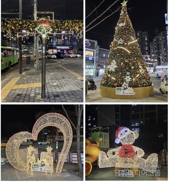 (왼쪽 상단부터 시계방향으로) 그늘막 트리, 중앙대병원 앞 교통섬, 청명어린이공원, 노량진역 인근 모습