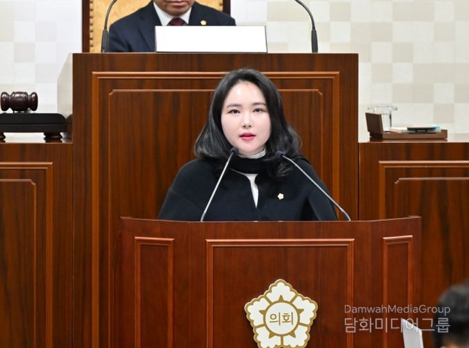 발언 중인 해운대구의회 박지해 의원(더불어민주당, 반여1·4동)