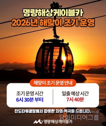 ‘명량해상케이블카에서 2026년 첫 아침을 맞이하다.’ 명량해상케이블카 해맞이 조기 운영