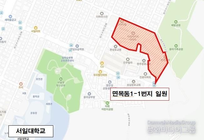면목동 1-1번지 위치도