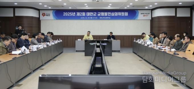 29일 군청 중회의실에서 개최된 균형발전심의위원회 회의 모습.