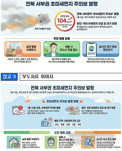 전북 서부권역 초미세먼지 주의보 발령