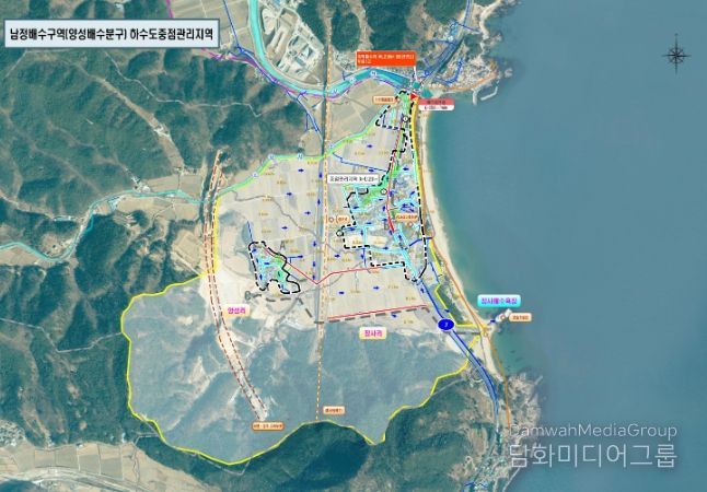 영덕군 남정면 하수도 정비 중점 관리지역 위치도.