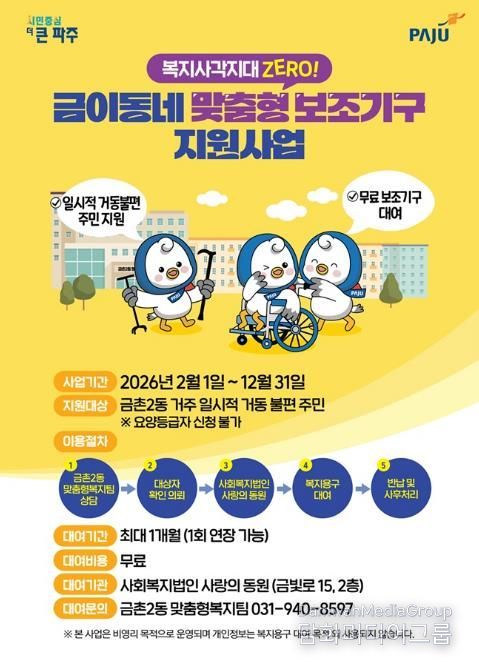 파주시 금촌2동, 거동 불편 주민 대상 ‘복지용구 무상 대여 사업’ 본격 추진