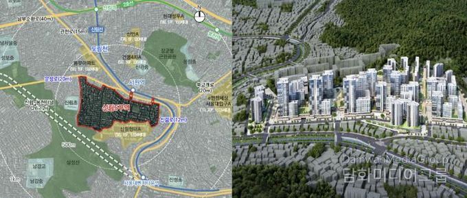 관악구 신림5구역 위치도와 조감도