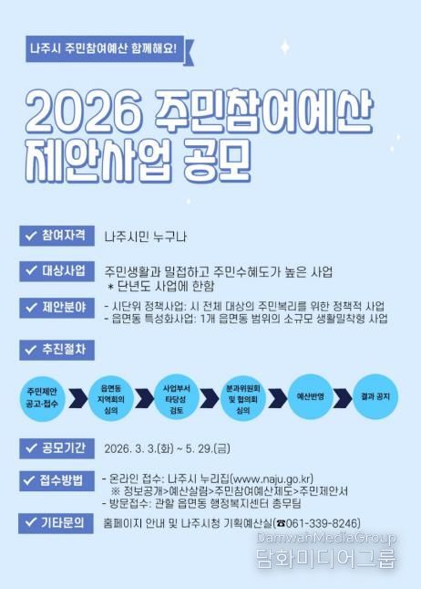 나주시 주민참여예산 제안사업 공모 안내 포스터. (사진 제공-나주시)